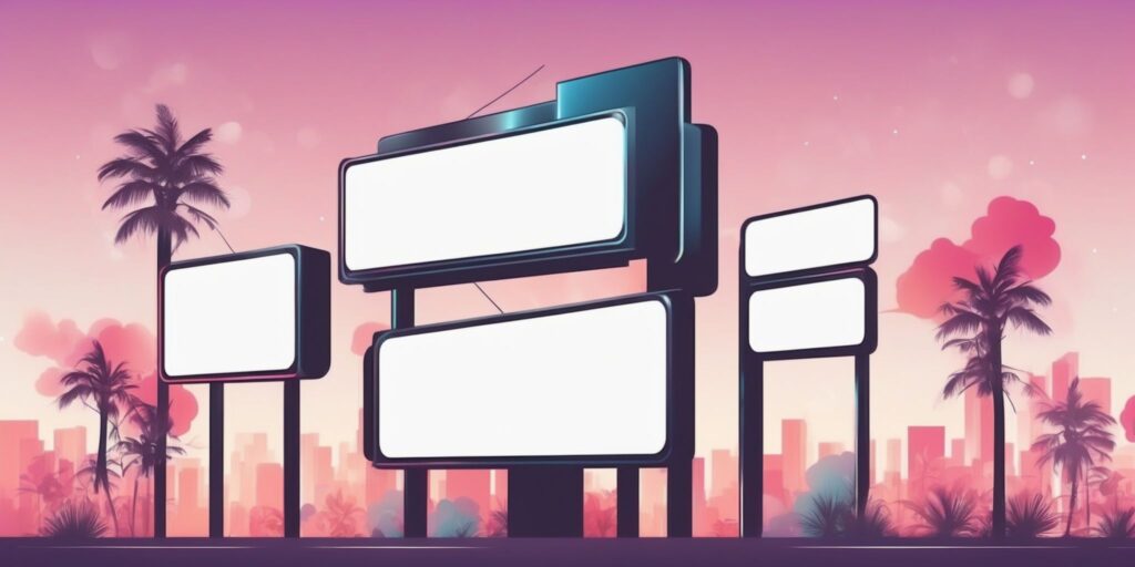 Billboard in illustration style with gradients and white background