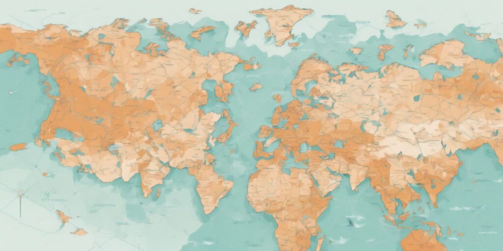 Map in illustration style with gradients and white background
