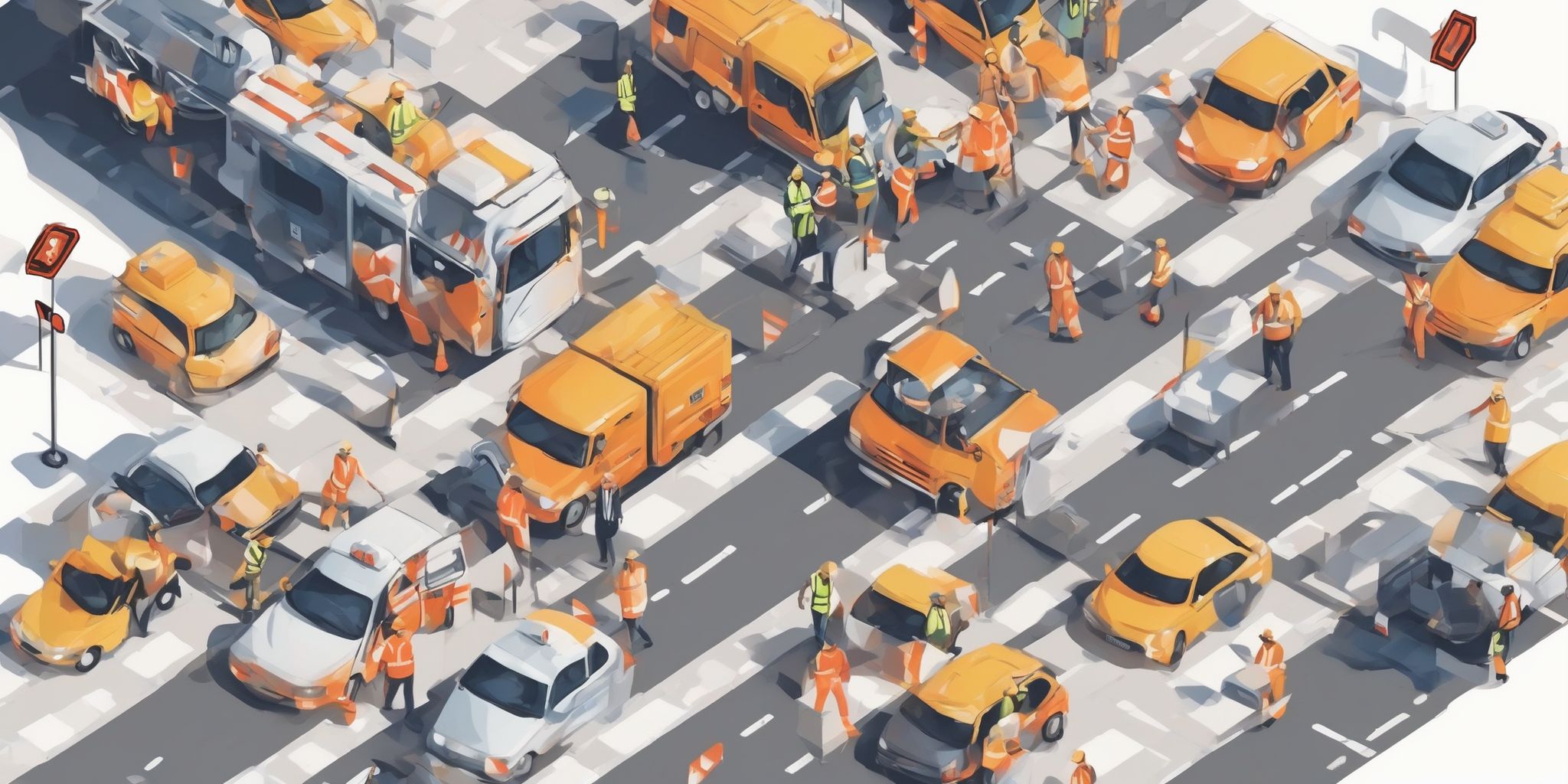 Traffic control in illustration style with gradients and white background