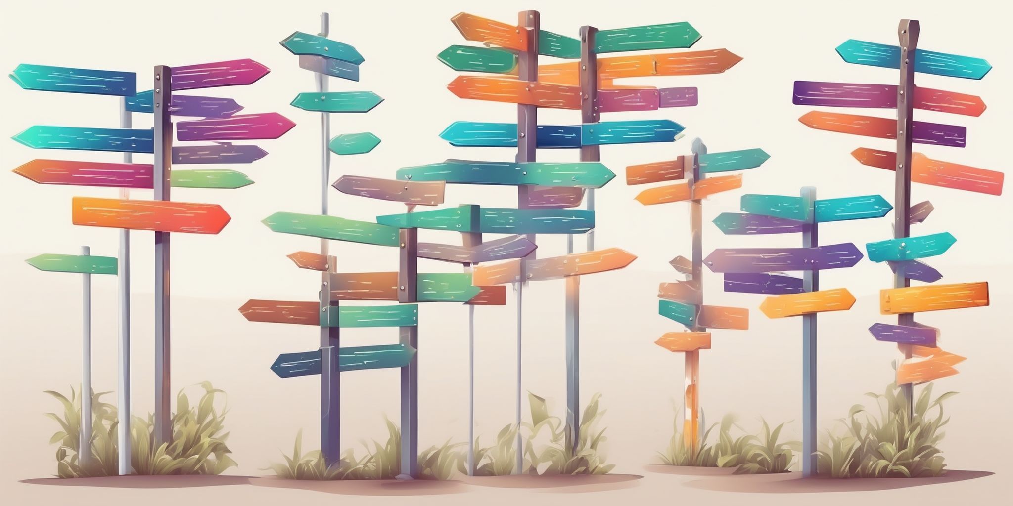 Signpost in illustration style with gradients and white background