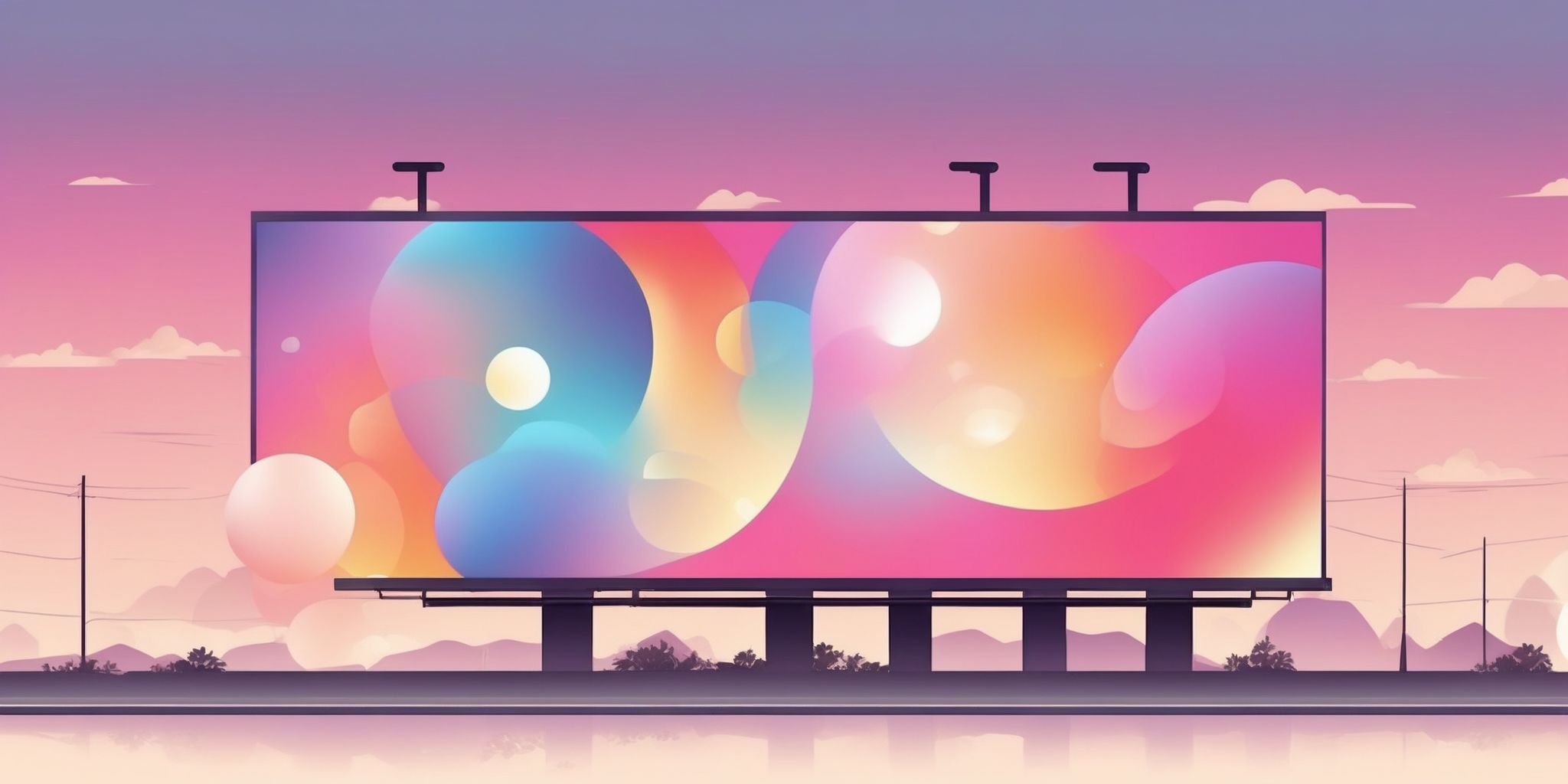 Billboard in illustration style with gradients and white background