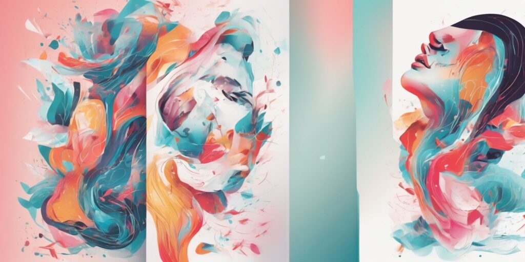 Magazine in illustration style with gradients and white background