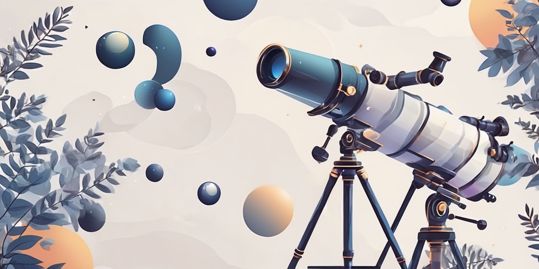 Telescope in illustration style with gradients and white background