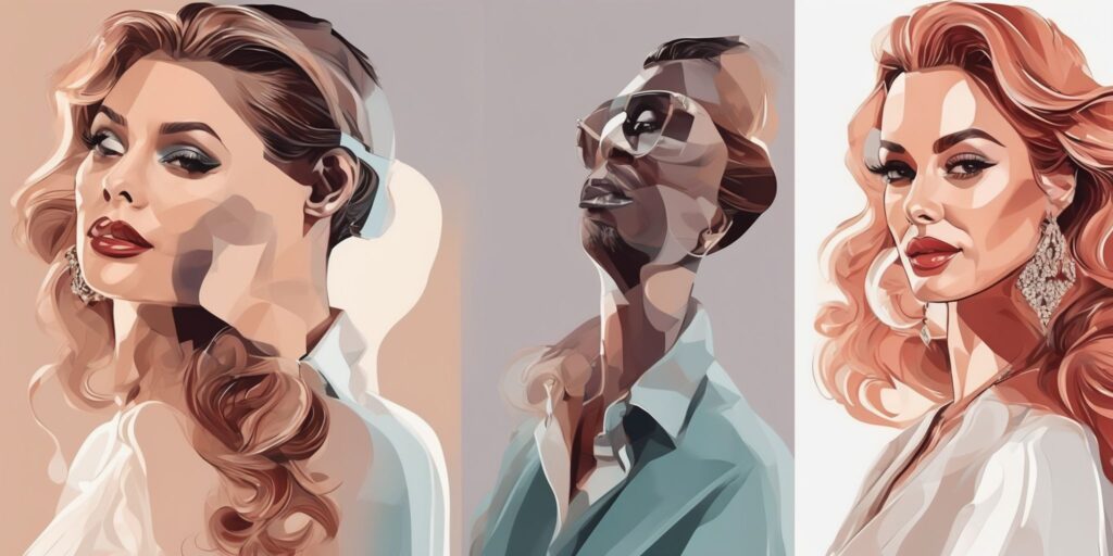 Celebrity in illustration style with gradients and white background