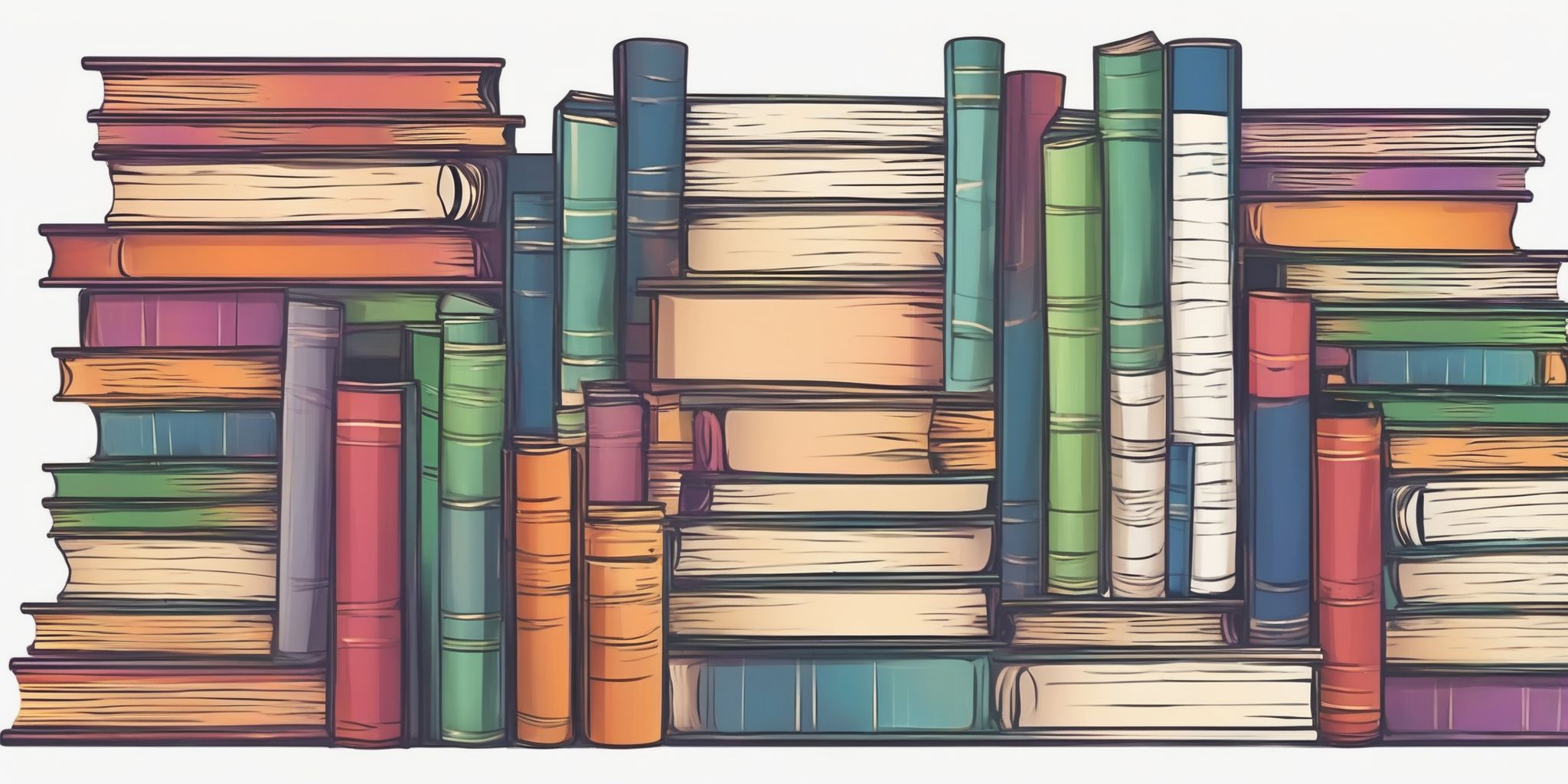 Stack of books in illustration style with gradients and white background