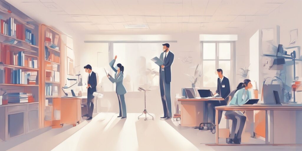 Examination in illustration style with gradients and white background