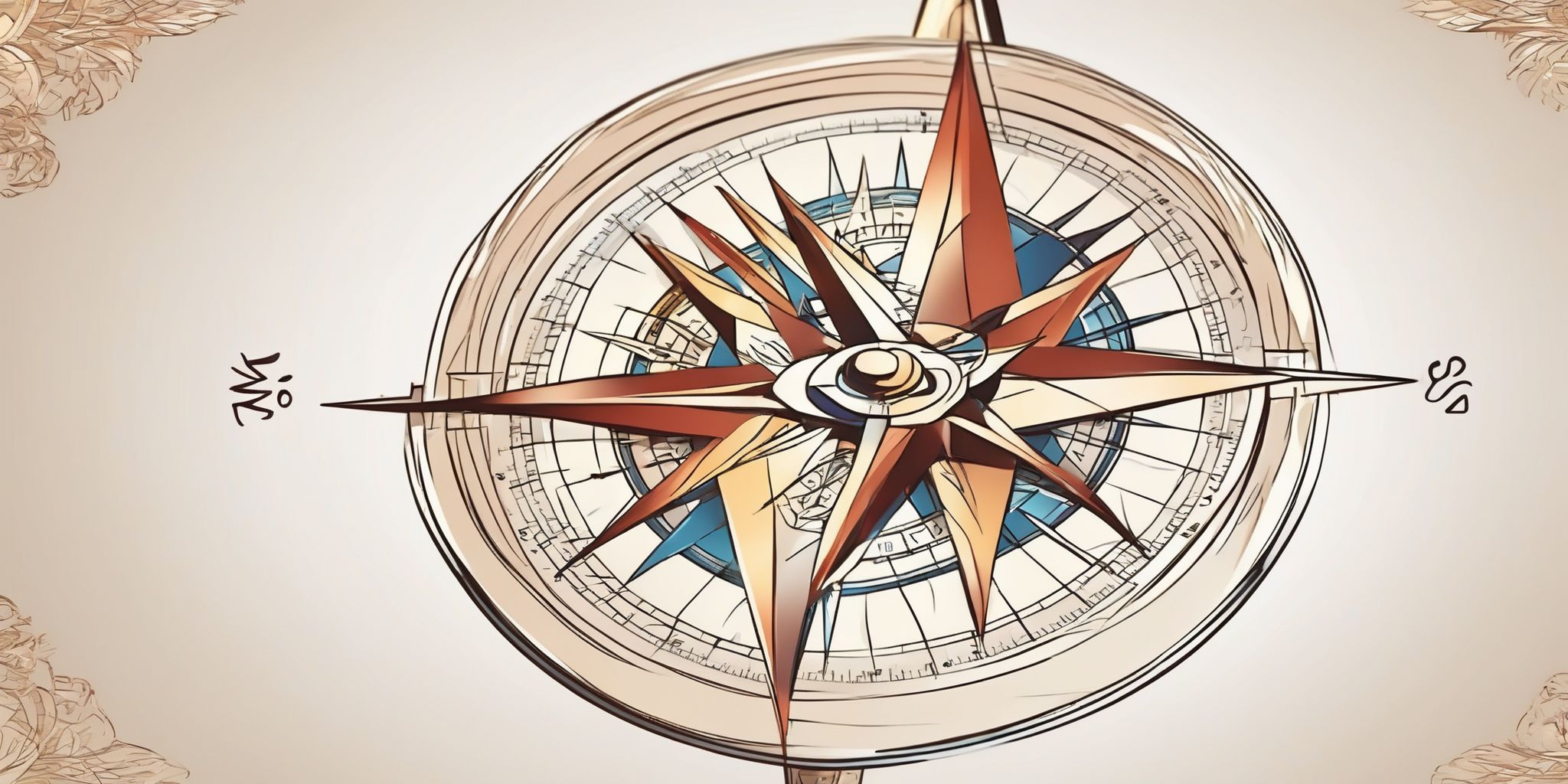 Compass in illustration style with gradients and white background