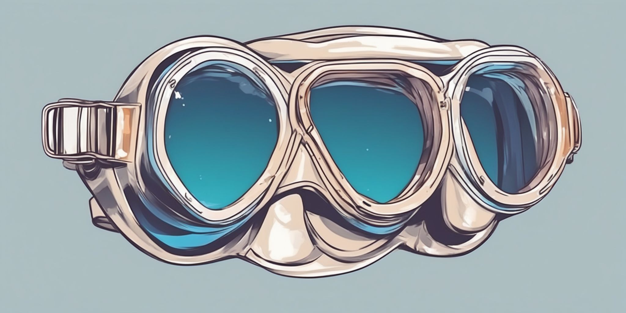 Diving goggles in illustration style with gradients and white background