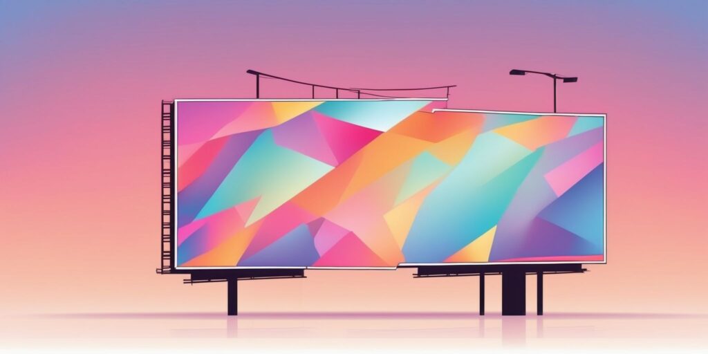 Billboard in illustration style with gradients and white background