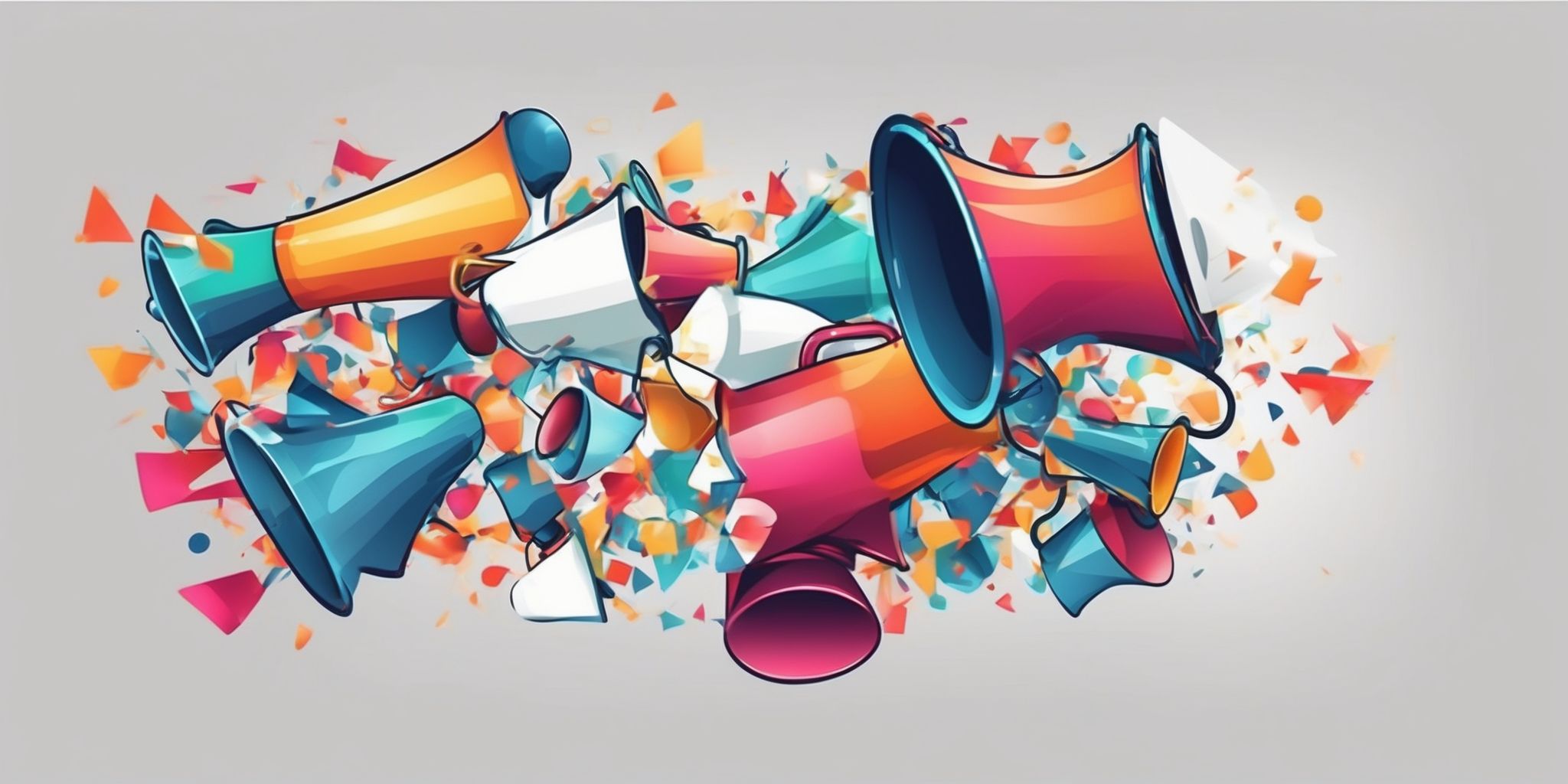 Megaphone in illustration style with gradients and white background