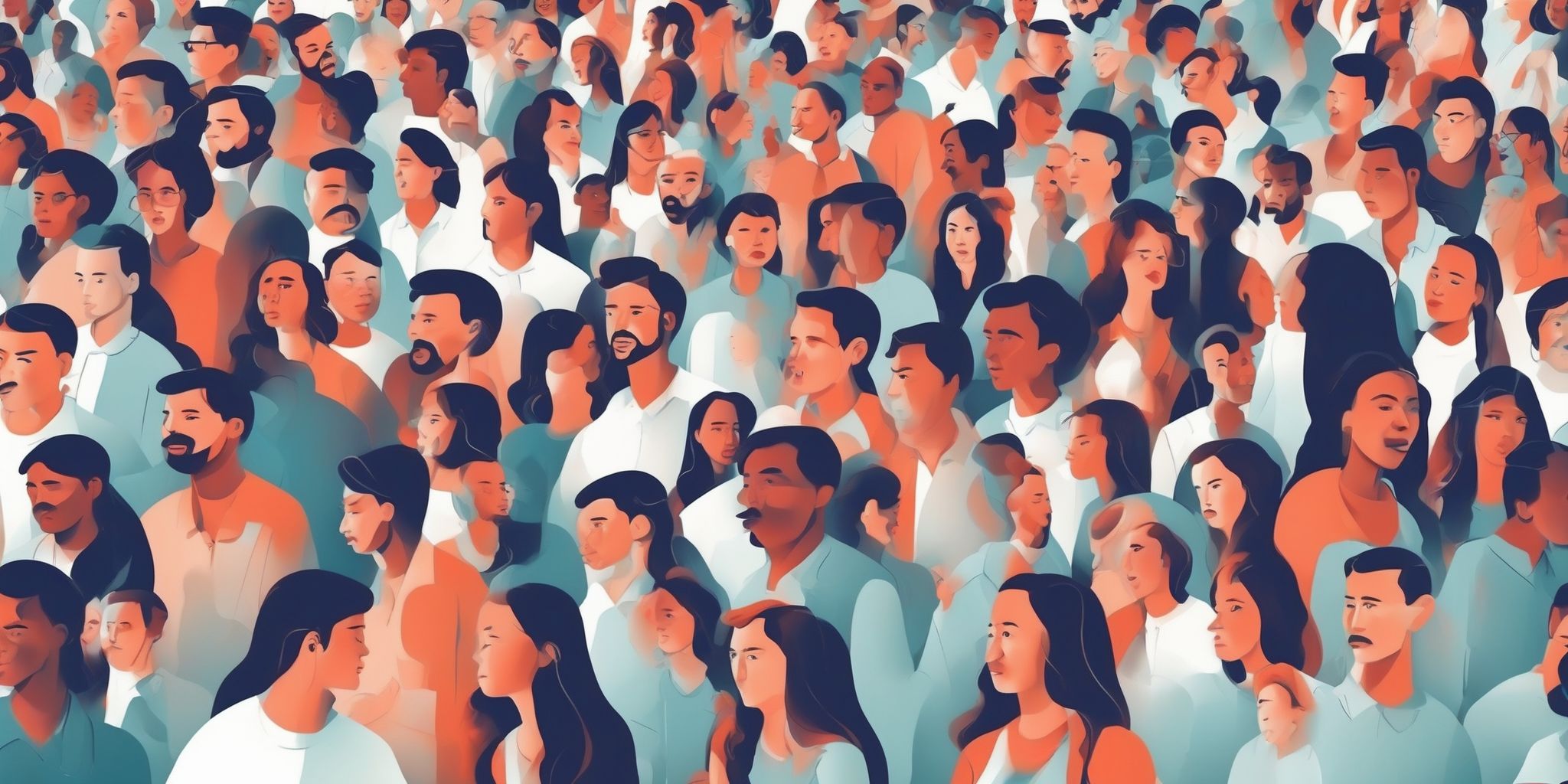 Crowd in illustration style with gradients and white background