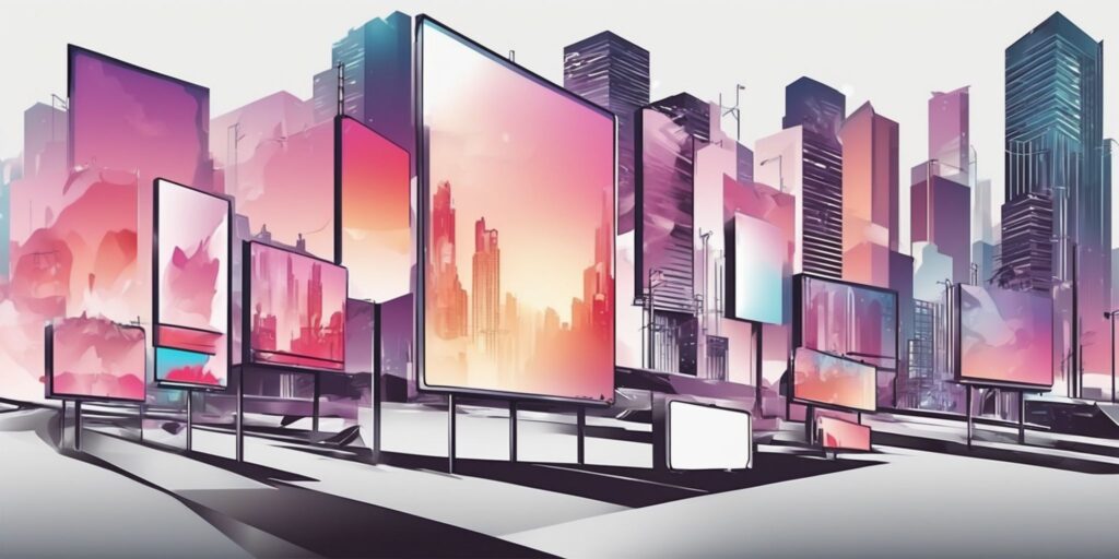 Billboard in illustration style with gradients and white background