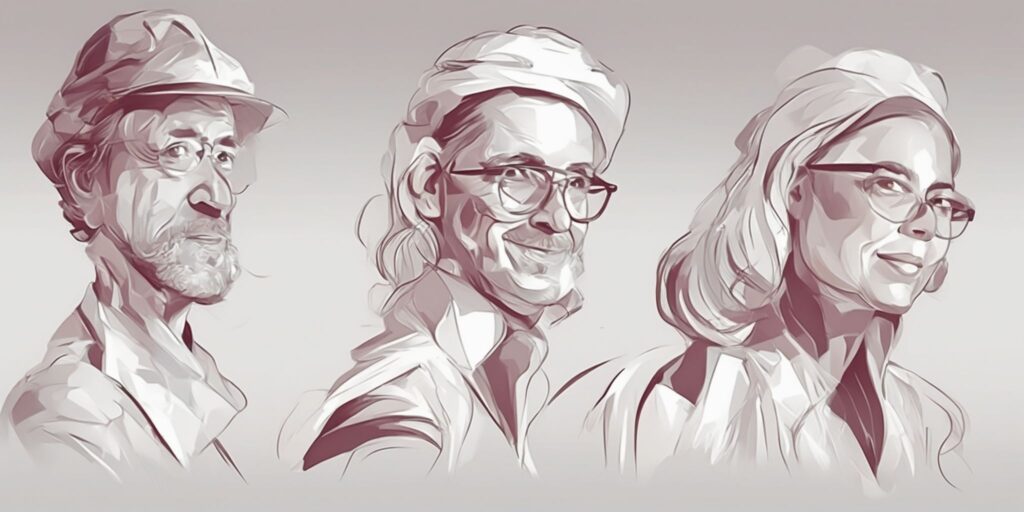 Expert in illustration style with gradients and white background