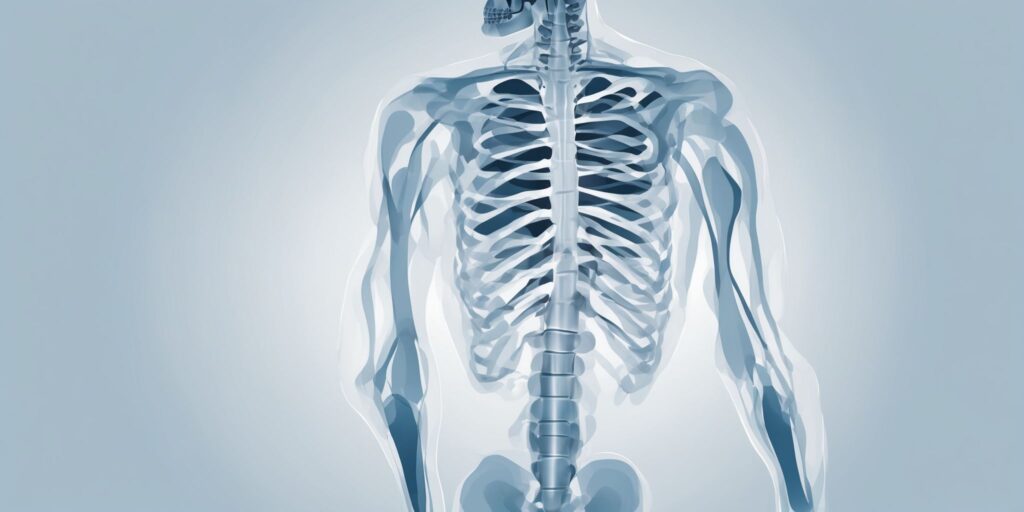 X-ray in illustration style with gradients and white background