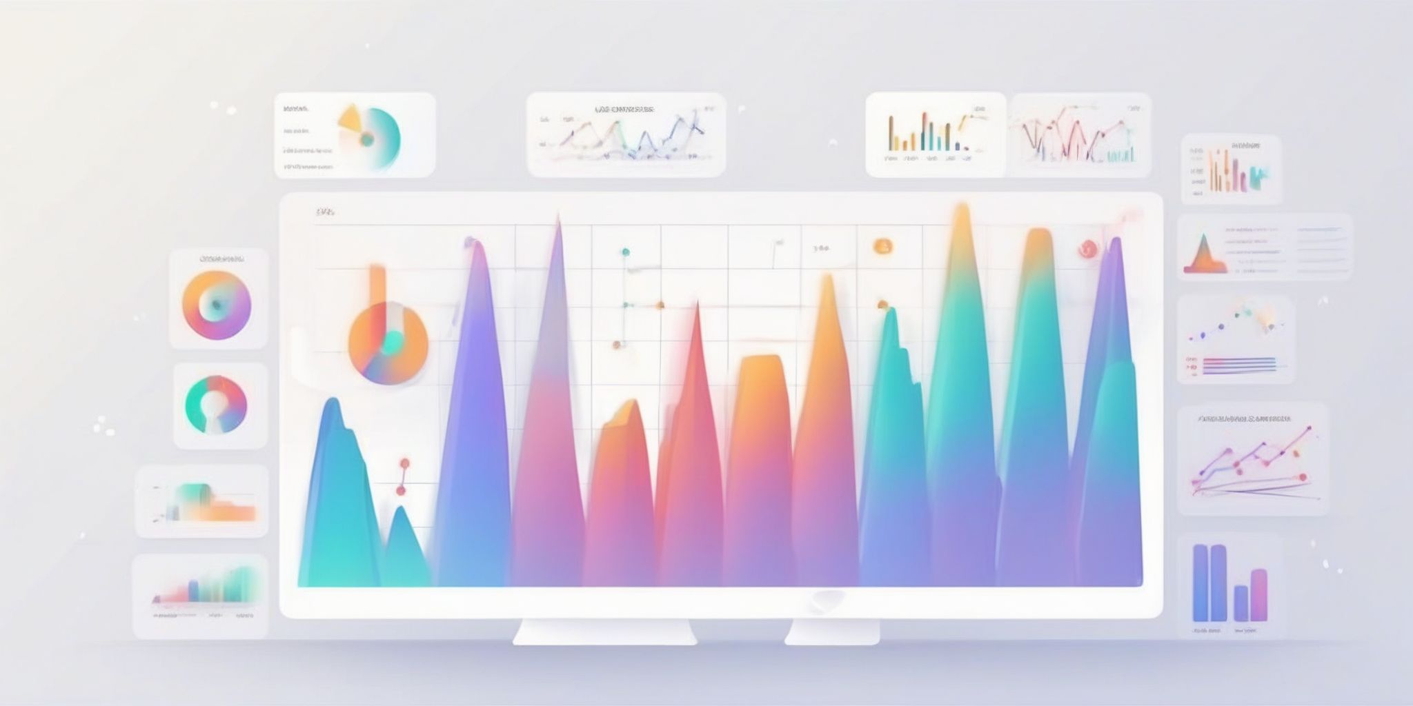 analytics in illustration style with gradients and white background