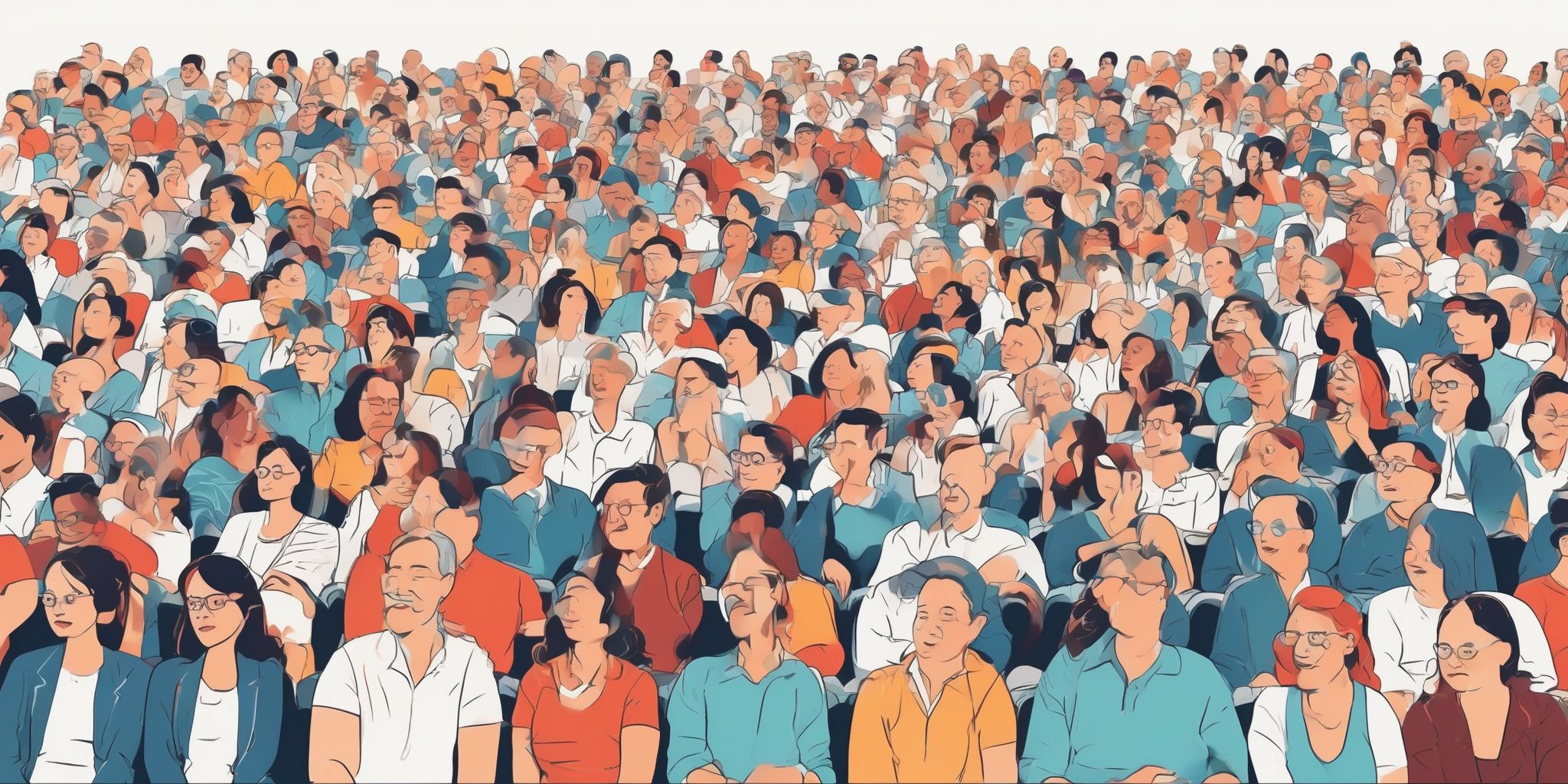 audience in illustration style with gradients and white background