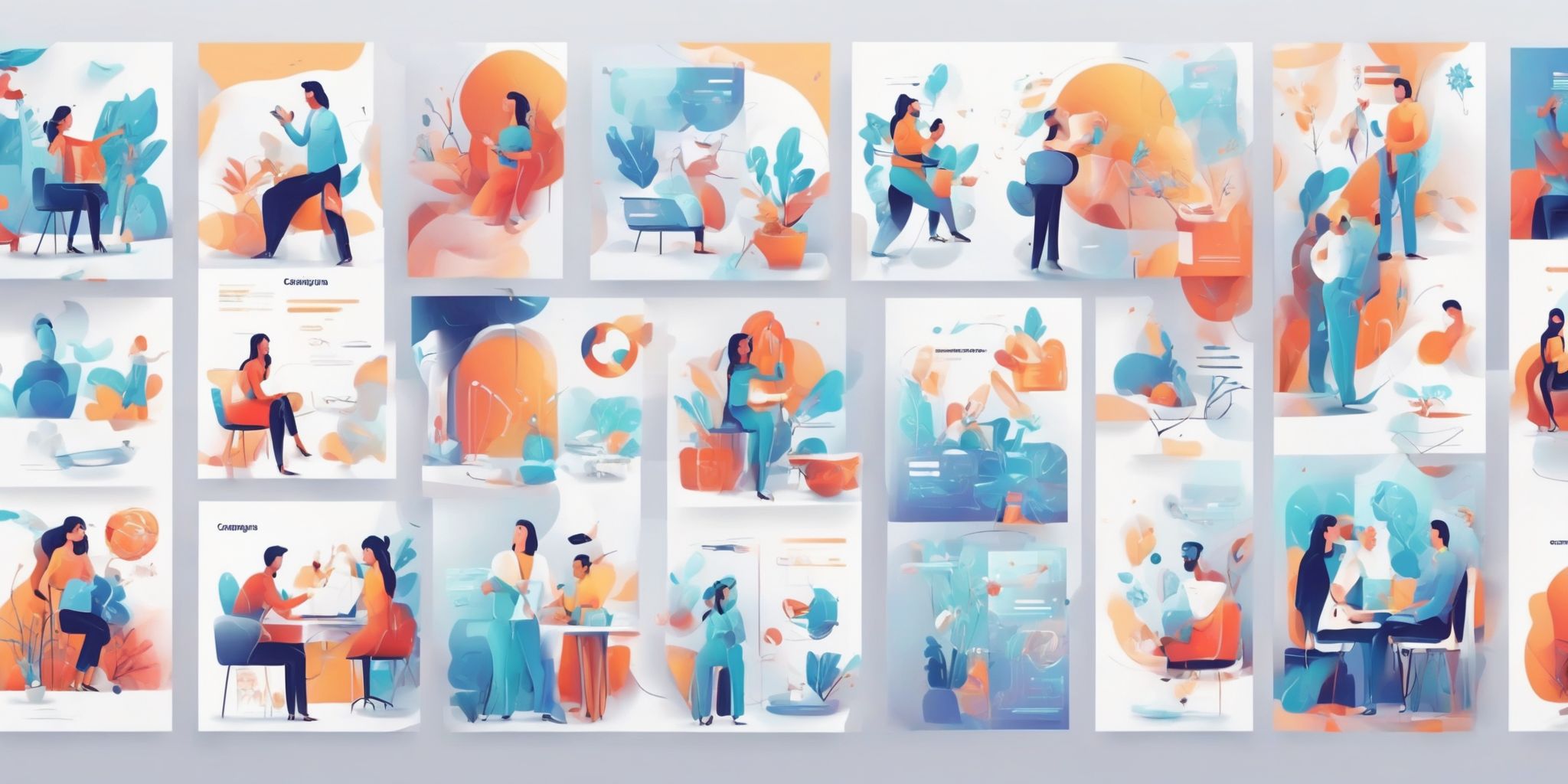 Campaigns in illustration style with gradients and white background
