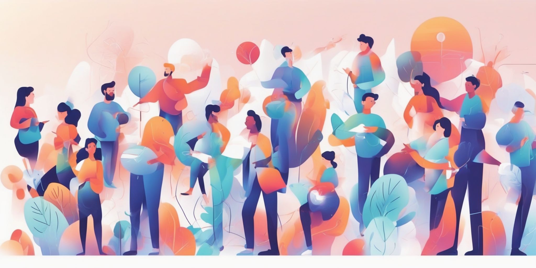 Teamwork in illustration style with gradients and white background