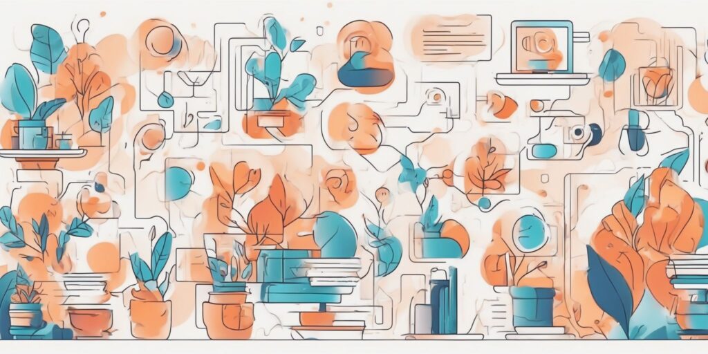 content in illustration style with gradients and white background