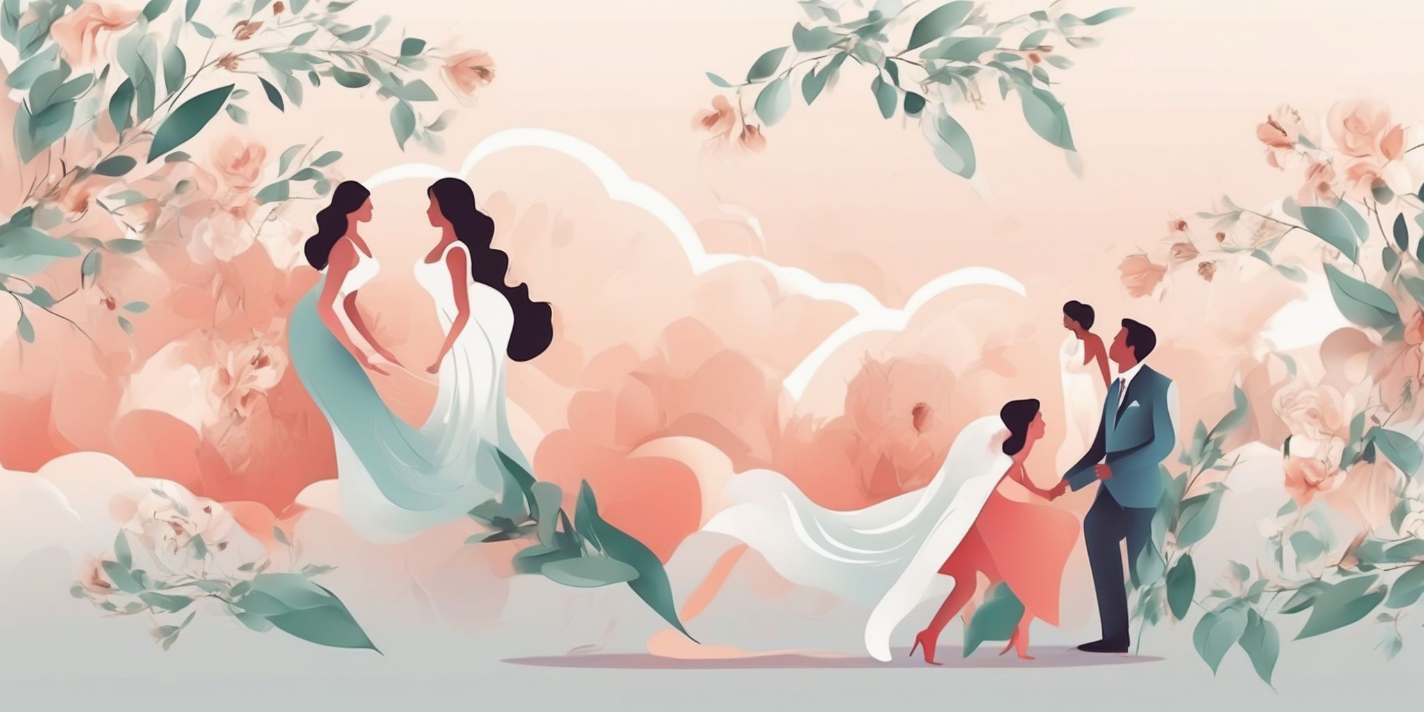 Engagement in illustration style with gradients and white background