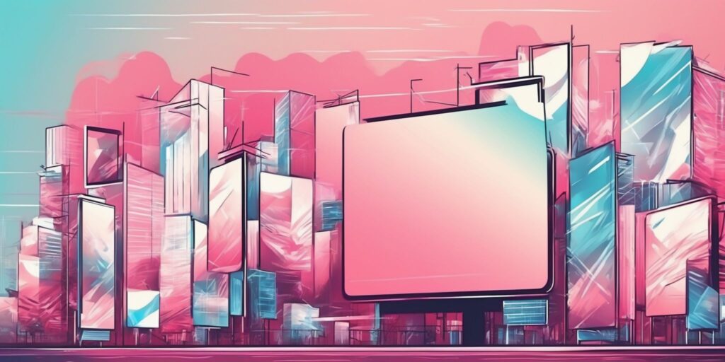 billboard in illustration style with gradients and white background
