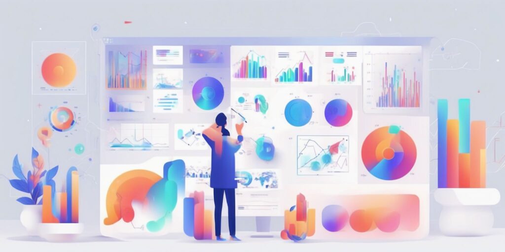 Analysis in illustration style with gradients and white background