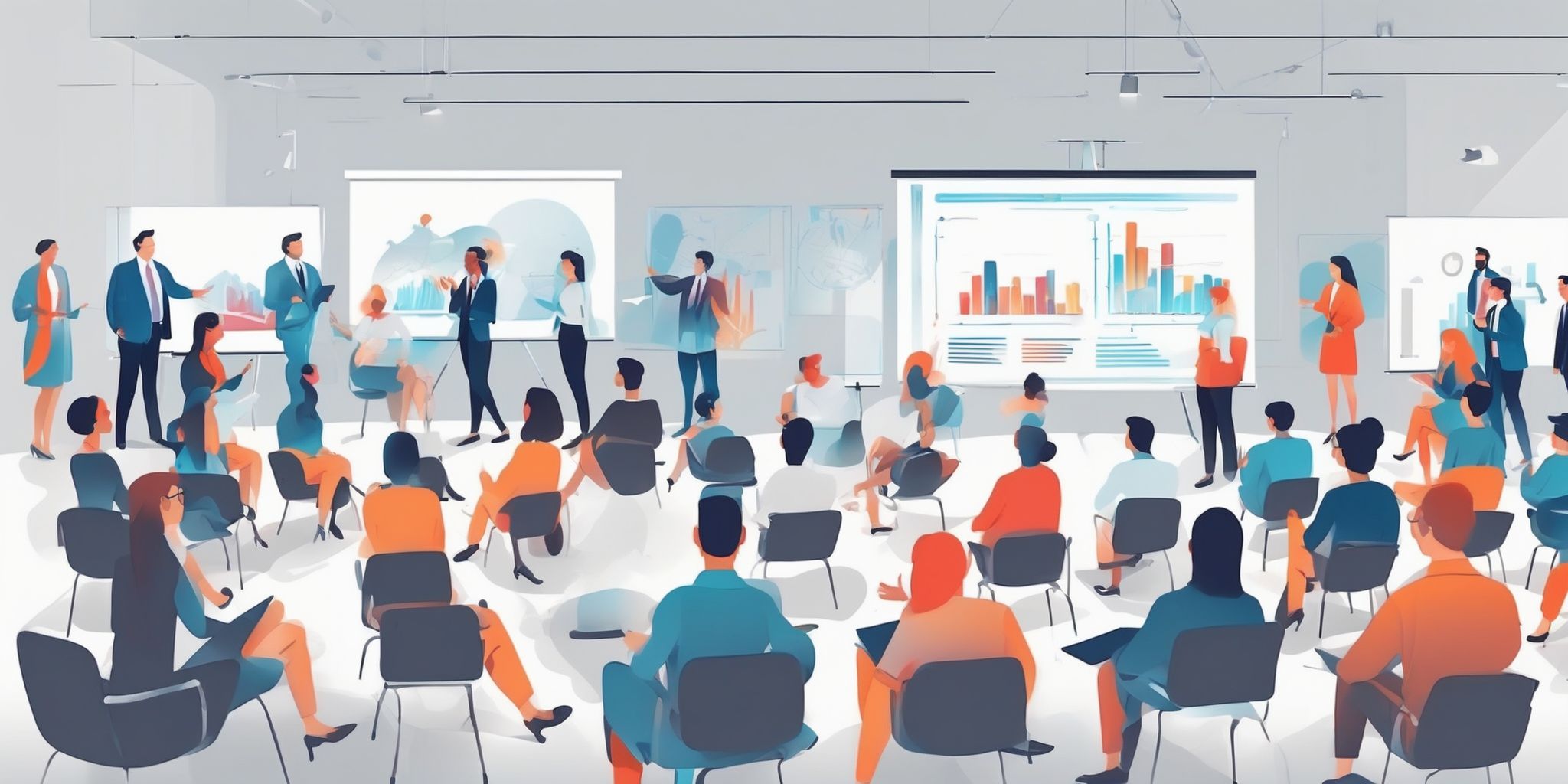 Conference in illustration style with gradients and white background