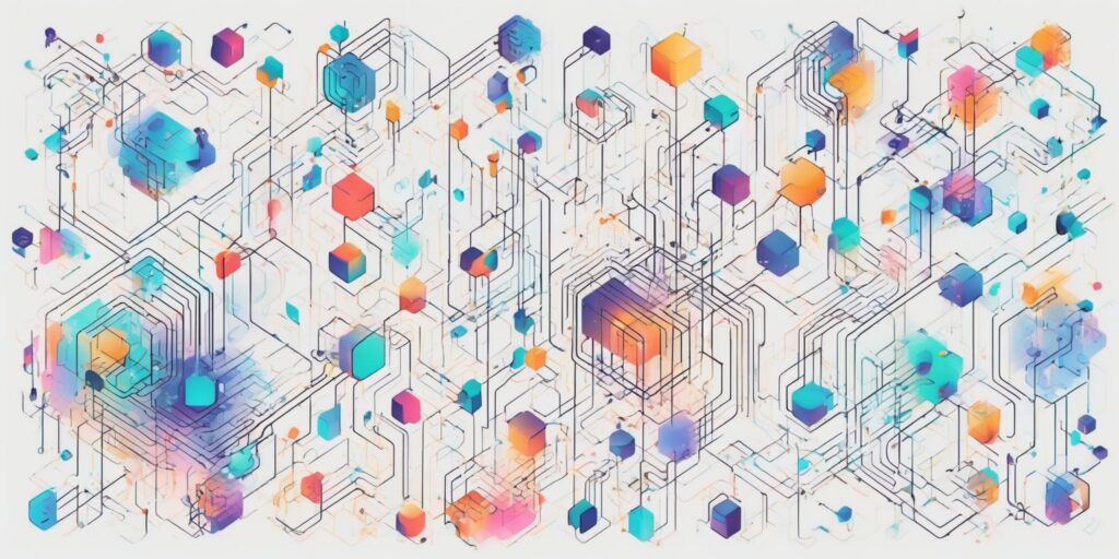 algorithm in illustration style with gradients and white background