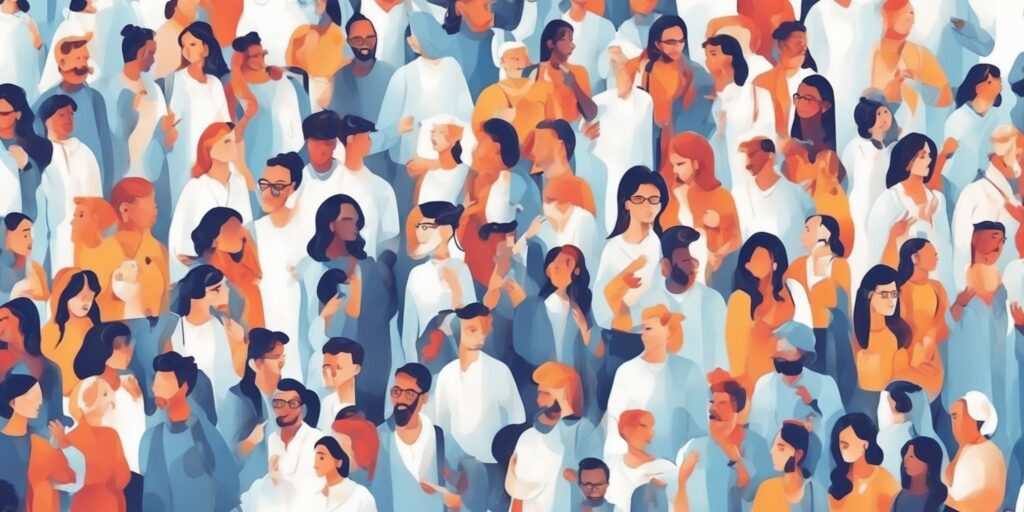 followers in illustration style with gradients and white background