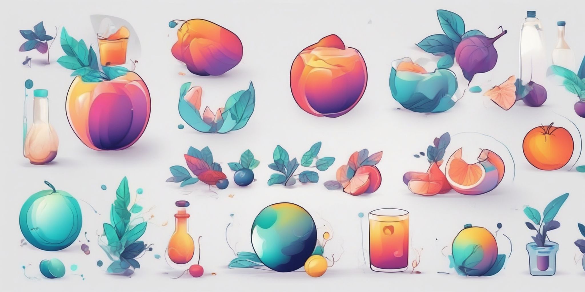 Basics in illustration style with gradients and white background