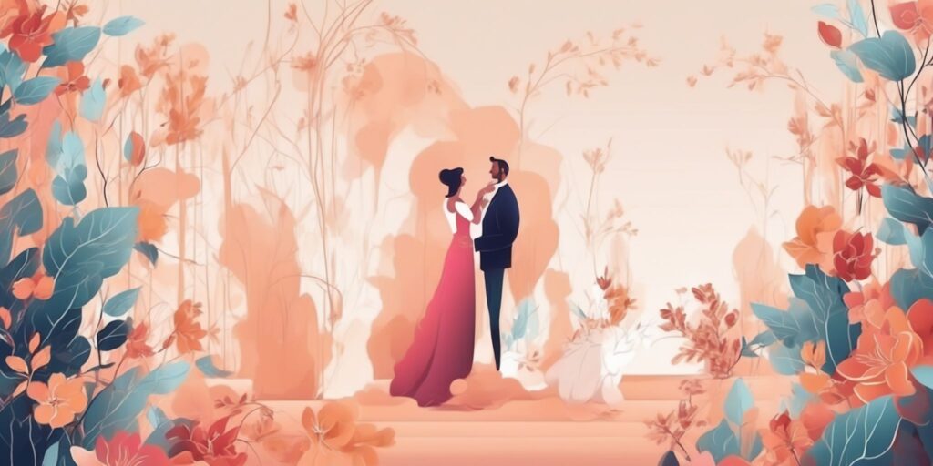 engagement in illustration style with gradients and white background