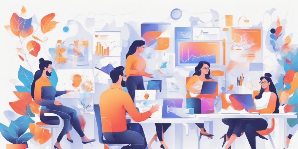 entrepreneurship in illustration style with gradients and white background