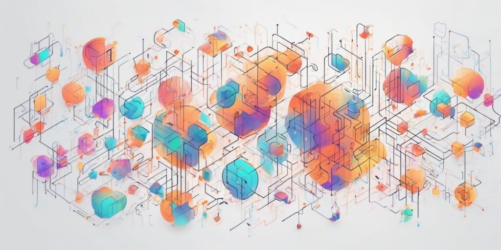 Algorithm in illustration style with gradients and white background