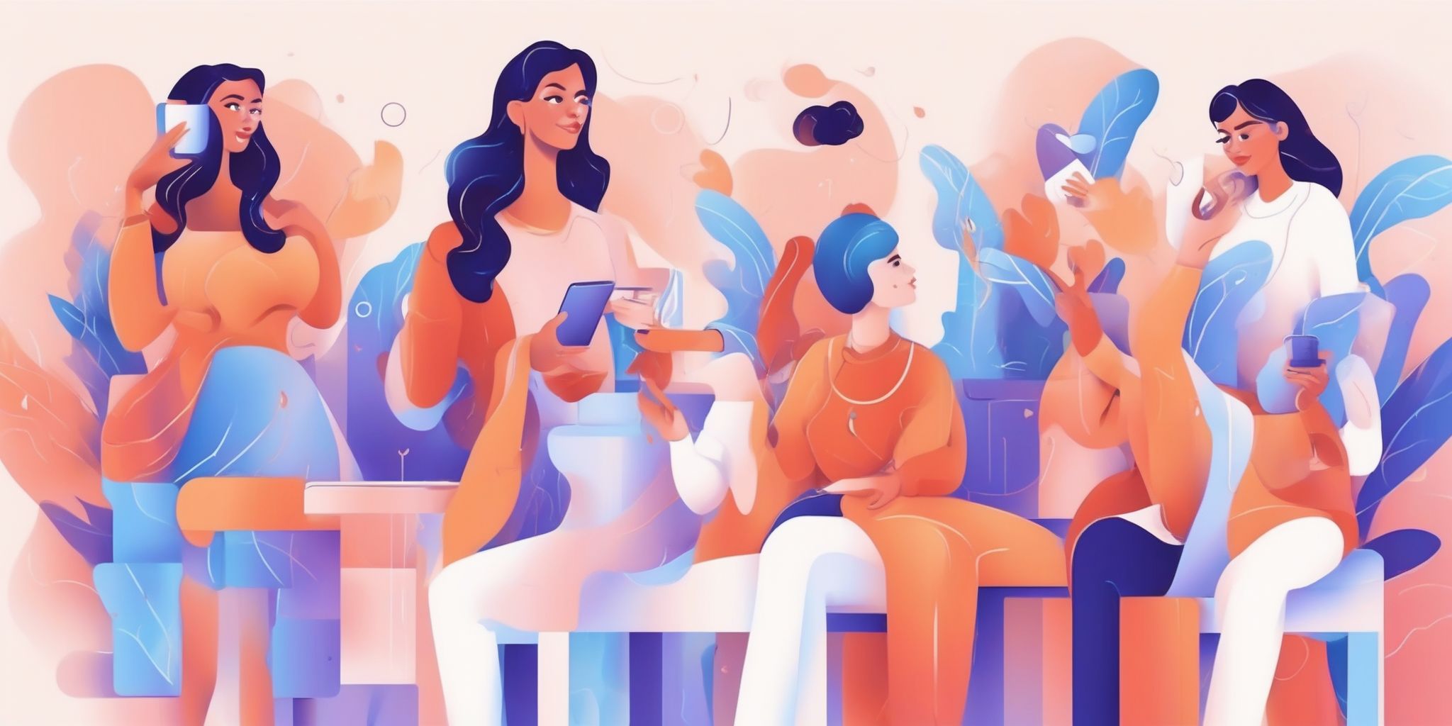 Influencer partnerships in illustration style with gradients and white background