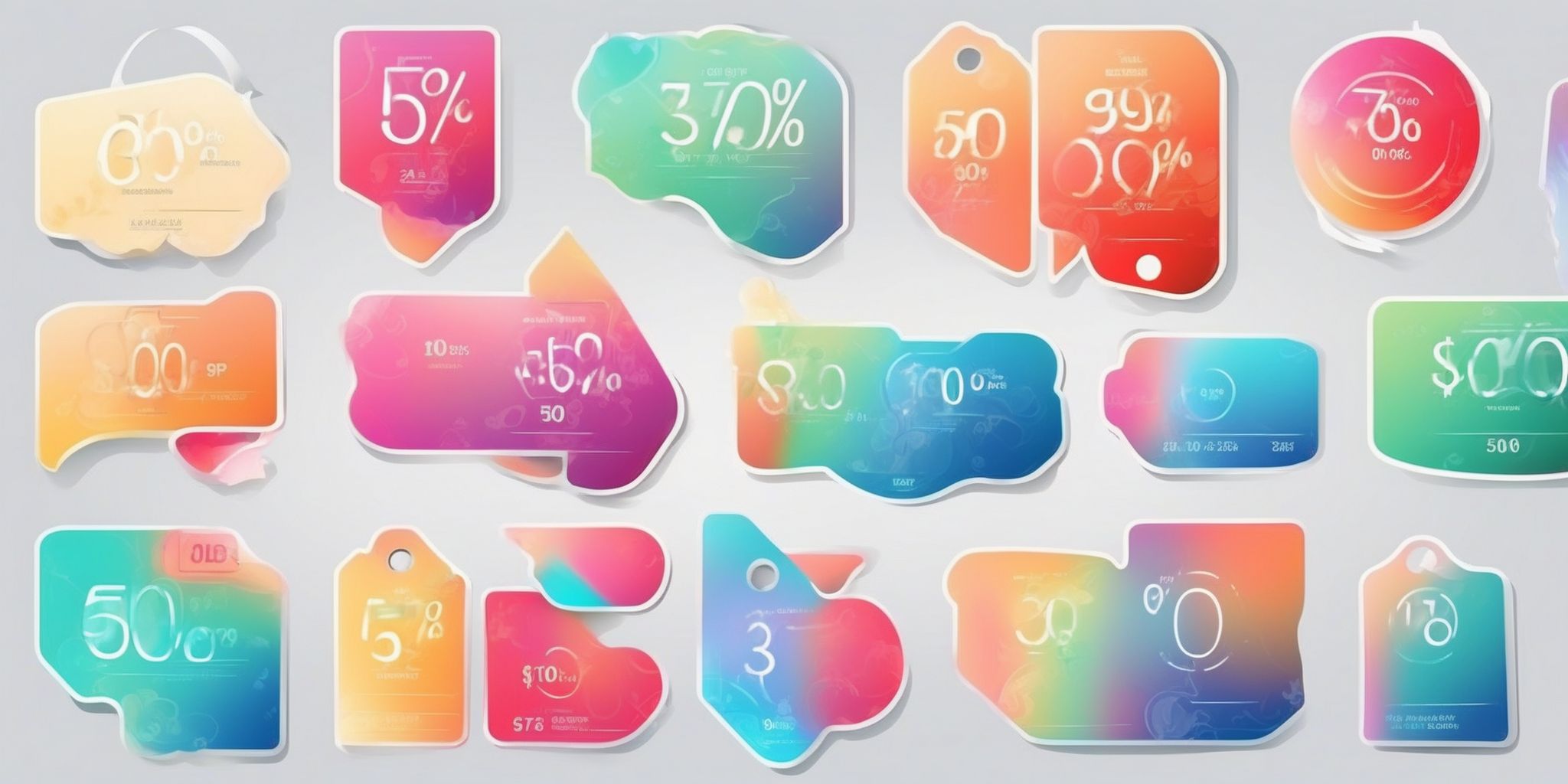 Price tag in illustration style with gradients and white background