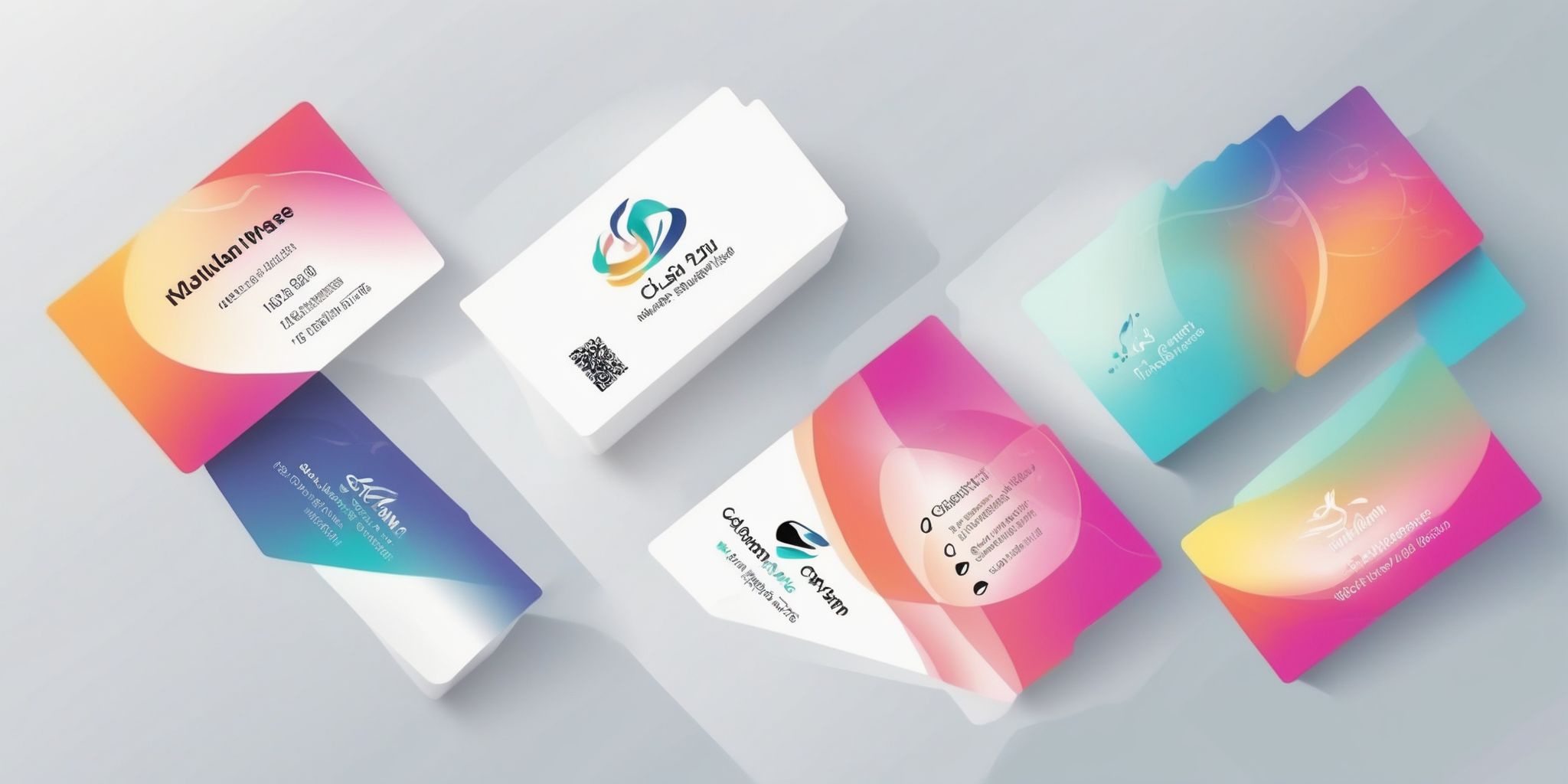 Business card in illustration style with gradients and white background