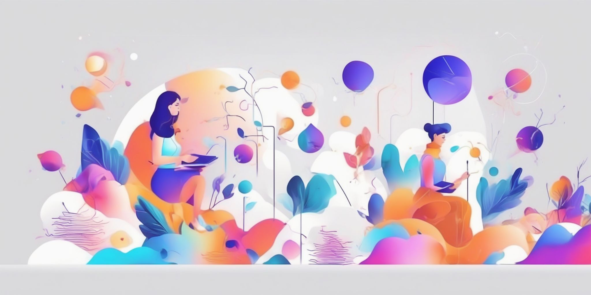 Creative thinking in illustration style with gradients and white background
