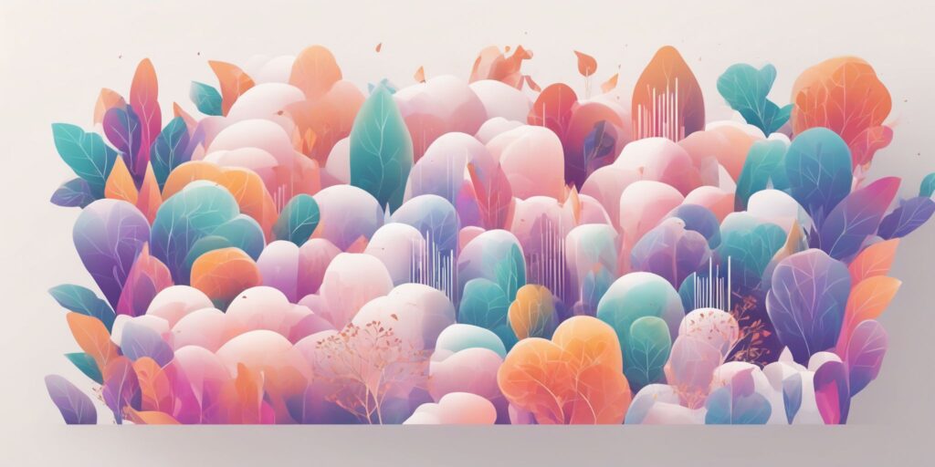Visual branding in illustration style with gradients and white background