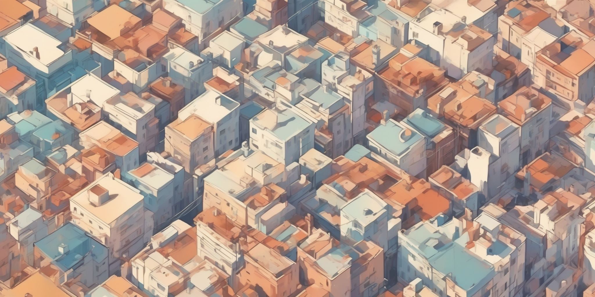 Bird's eye view in illustration style with gradients and white background