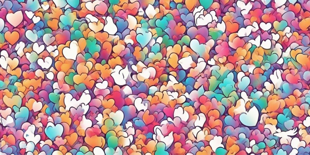 Likes in illustration style with gradients and white background