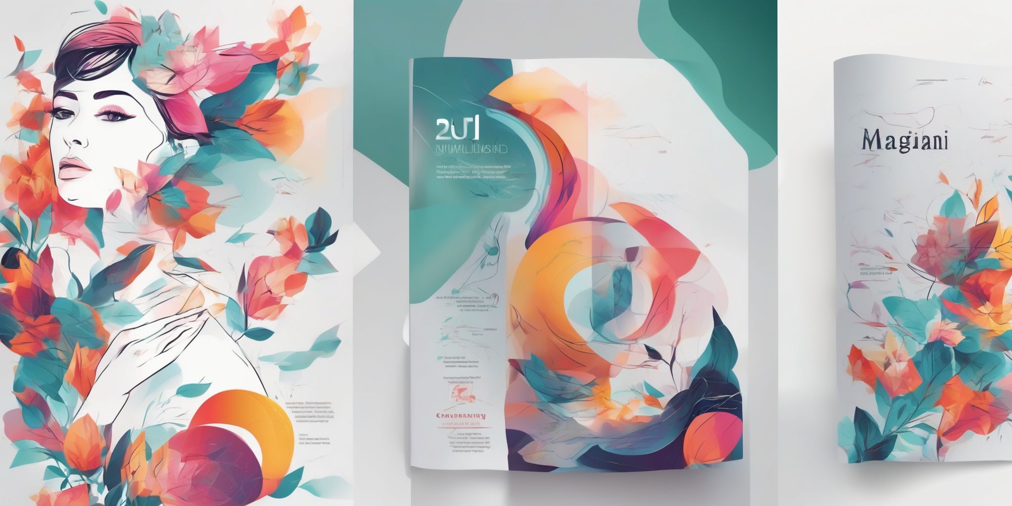 magazine in illustration style with gradients and white background