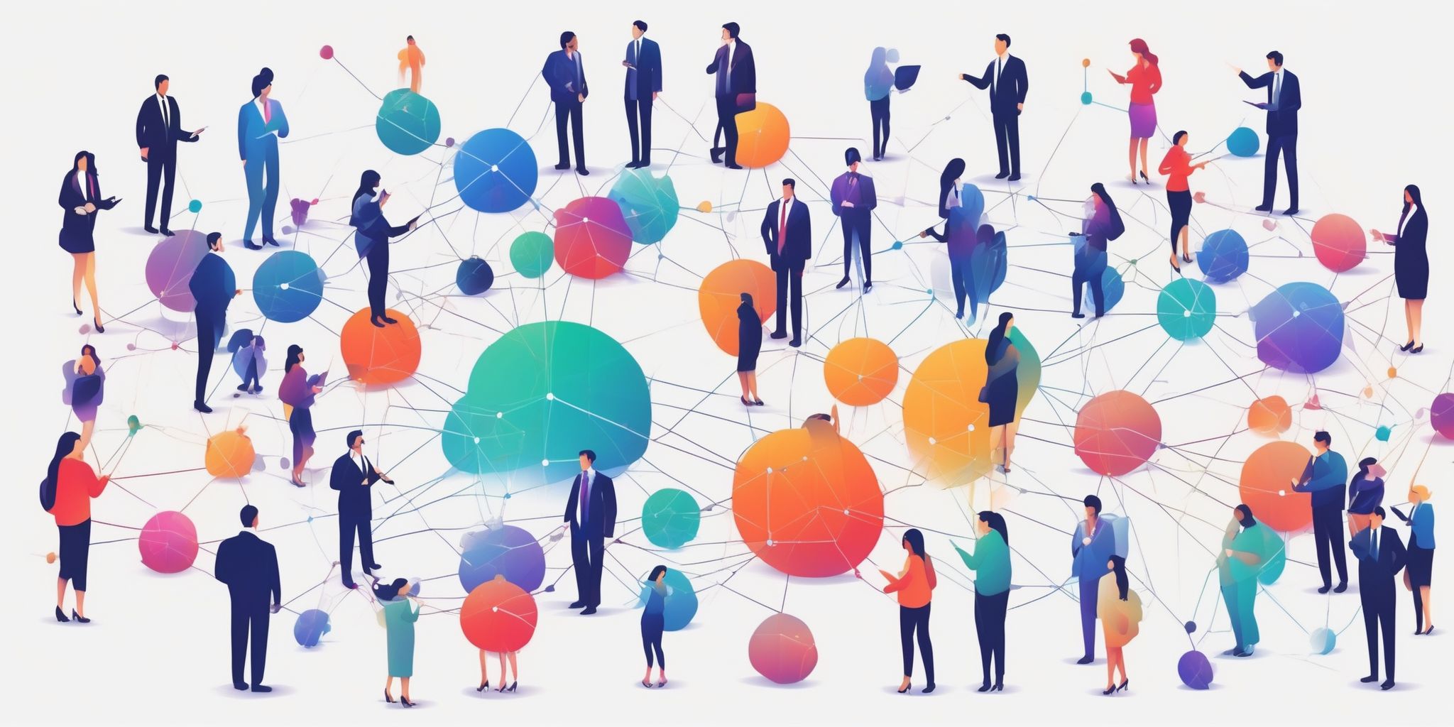 networking in illustration style with gradients and white background