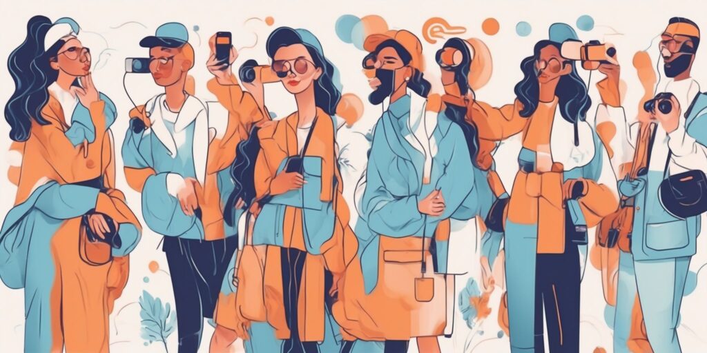 influencer in illustration style with gradients and white background