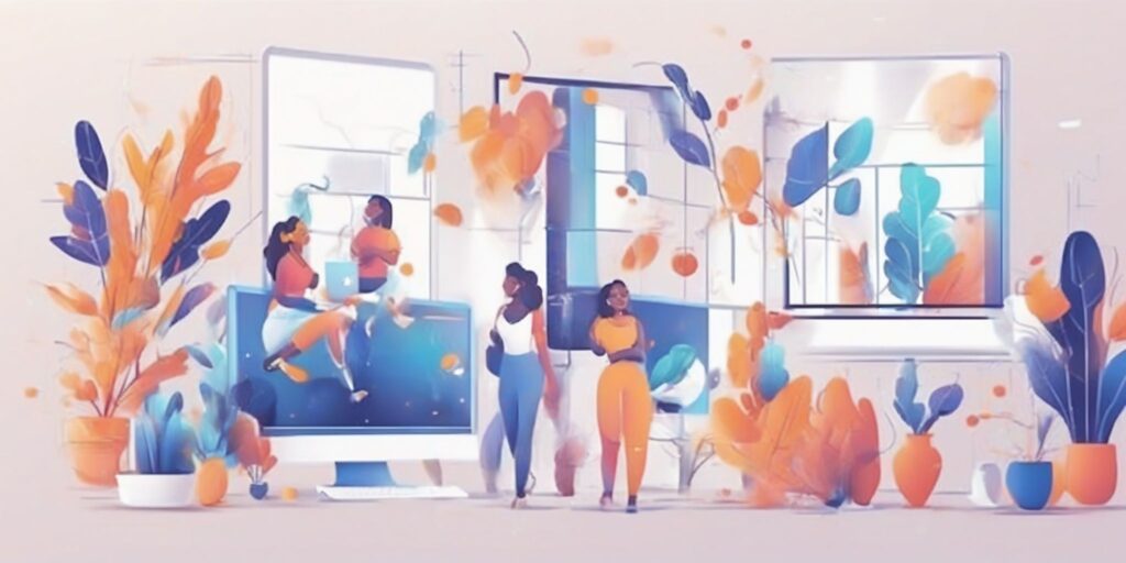 instructional video in illustration style with gradients and white background