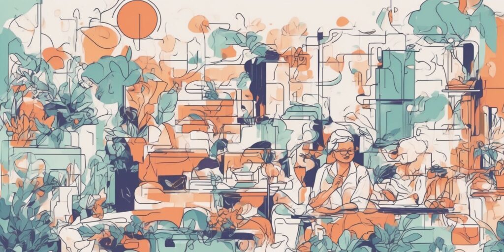 caption in illustration style with gradients and white background