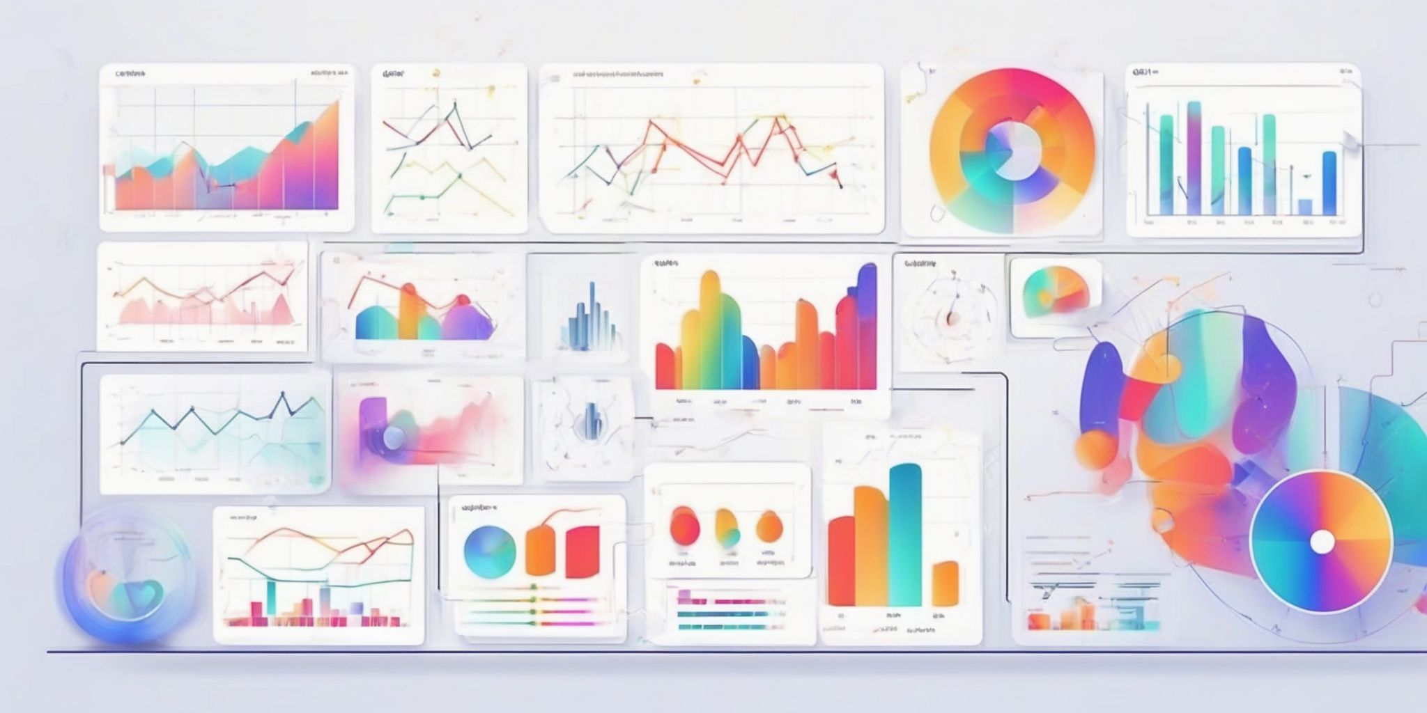 Data analysis in illustration style with gradients and white background