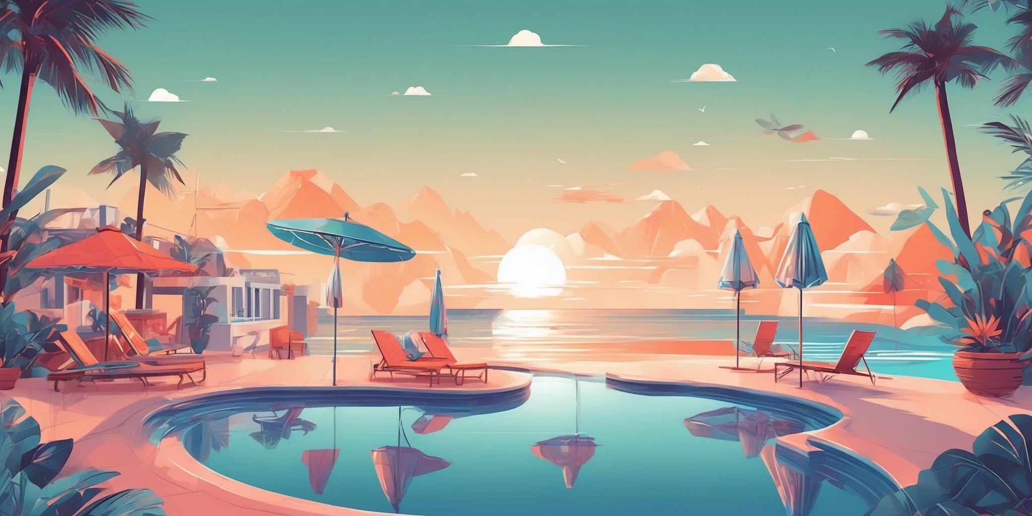 vacation in illustration style with gradients and white background