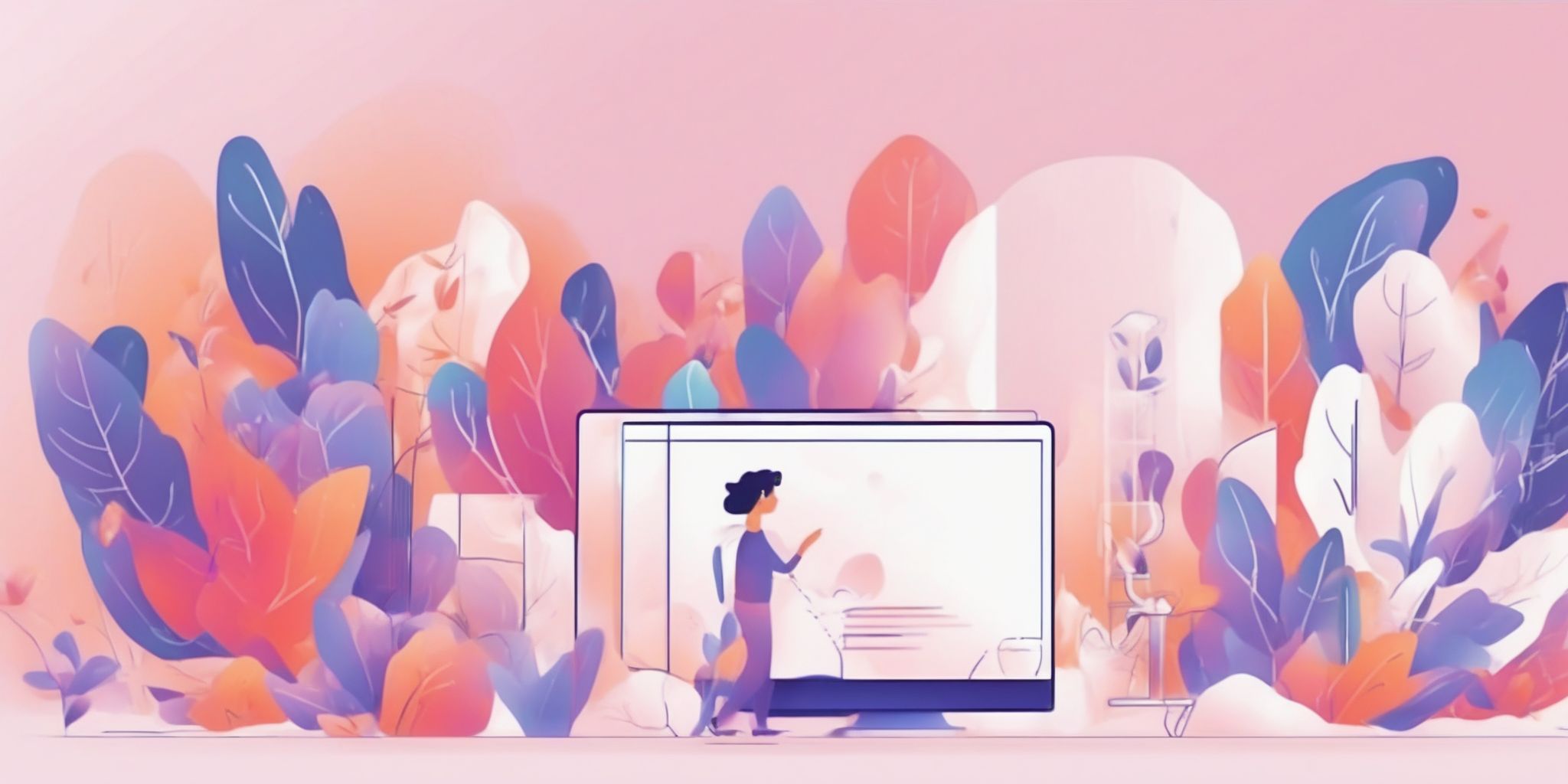 Video content in illustration style with gradients and white background