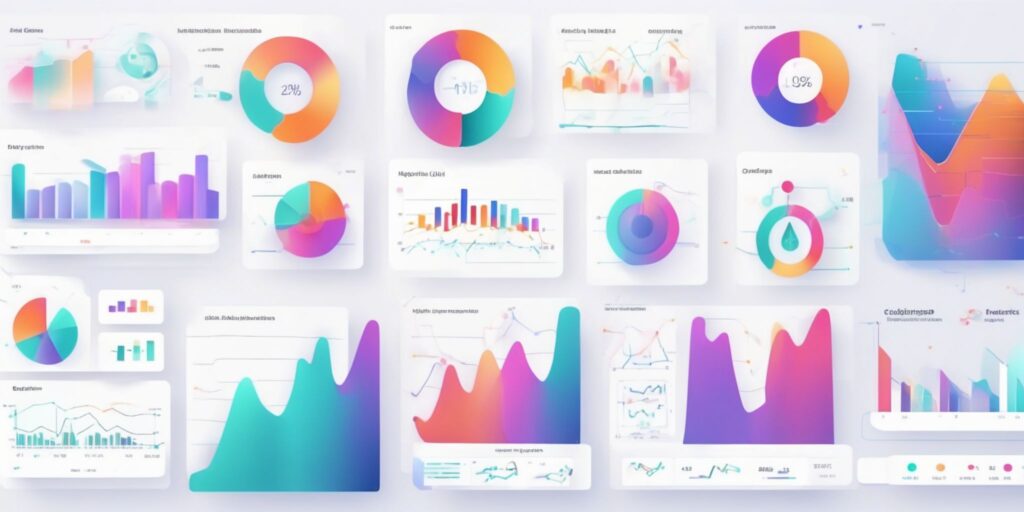 analytics in illustration style with gradients and white background