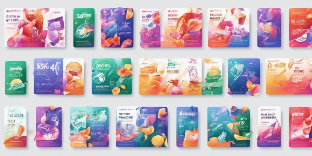 Promotional raffles in illustration style with gradients and white background